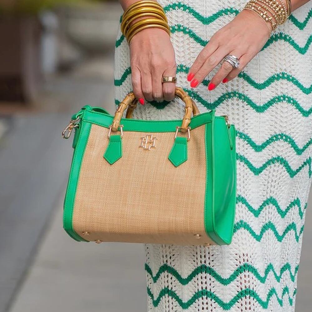 Kennedy Mini Tote Natural Kelly Green - Picture 8 of 9